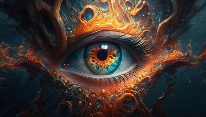 Eye. Mystical eye close-up. Fantasy eye. Prediction. Generated by AI  - obrazy, fototapety, plakaty