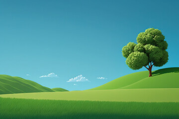 Obraz na płótnie Canvas Minimalistic simple Nature landscape with a lot of copy space - Minimalistic Nature Landscape - Minimalistic Nature Landscape Copy Space background wallpaper created with Generative AI technology