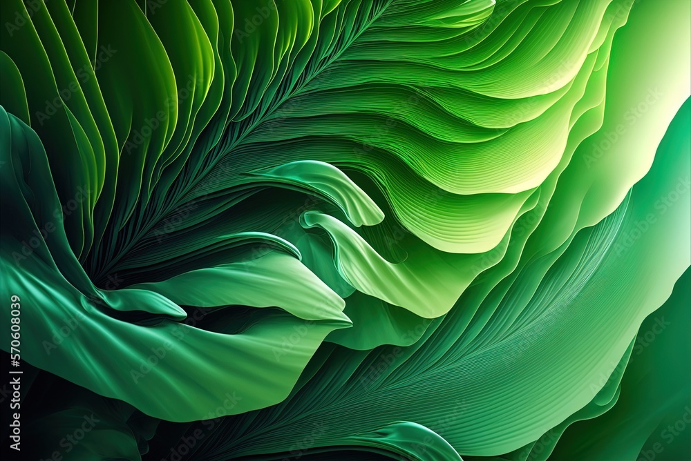 Poster in a green abstract design reminiscent of nature's backdrop generative ai