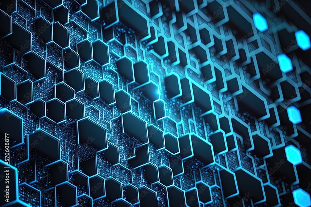 Poster digital grid pattern in blue from the future. banner showcasing technological advancements in the ne