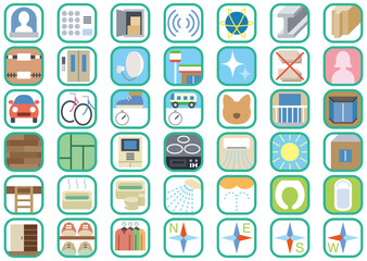 マンションやアパートの設備や住環境の説明用アイコンセット