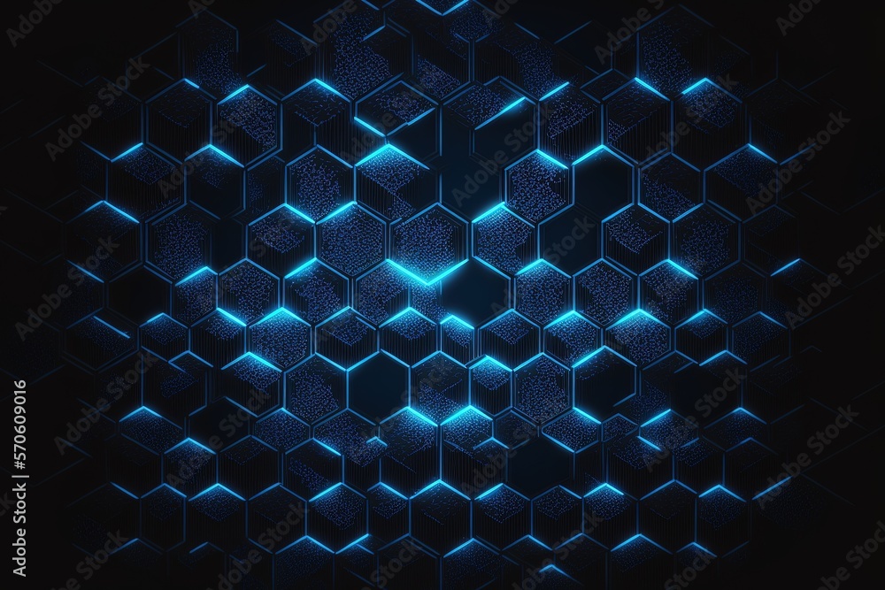 Poster blue abstract digital grid for the future generative ai