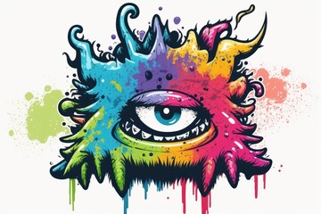 doodle styled cute and adorable monster drawn, colourful maskot, generative ai