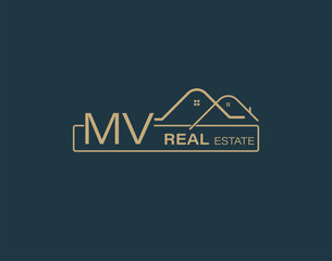 MV Real Estate & Consultants Logo Design Vectors images. Luxury Real Estate Logo Design