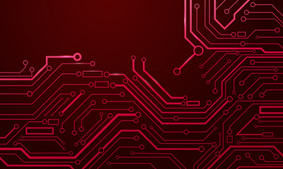 Red circuit board wallpaper. Digital technology background