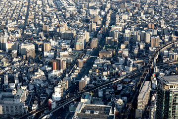 Obraz premium Panoramic view of the city from the observatory in Osaka, Japan