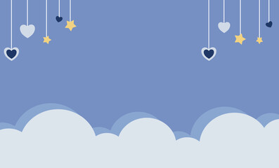 Cloud with star and heart background