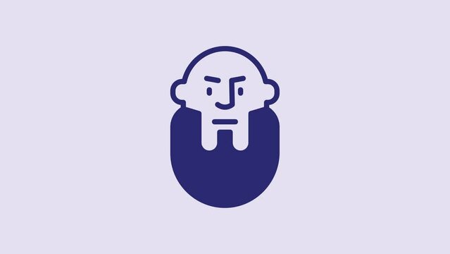 Blue Viking head icon isolated on purple background. 4K Video motion graphic animation