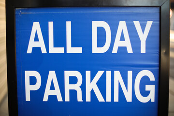 Parking sign during daytime road information