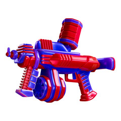 For the Songkran holiday, blue and pink plastic water pistols are shown in 3D illustrations.