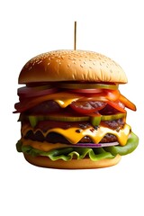 3D Burger with 2 paties and cheese design. 3D Illustration