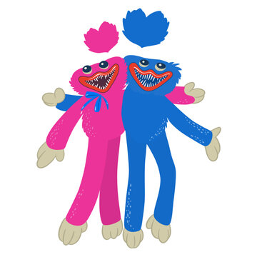 Huggy Wuggy and Kissy Missy. Hearts Vector
