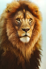 Fototapeta na wymiar Lion king isolated , Portrait Wildlife animal , generative ai 
