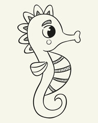 sea horse, Hand drawn vector illustration