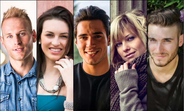 Composite Or Set Of Various Young People Headshots