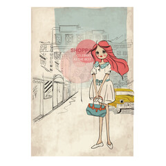 cute girl illustration for print