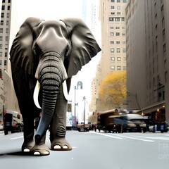 Elefante a passeggio sulla quinta strada new york