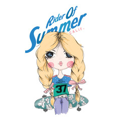 cute girl illustration for print