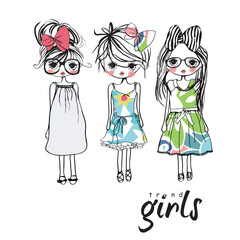 cute girl illustration for print