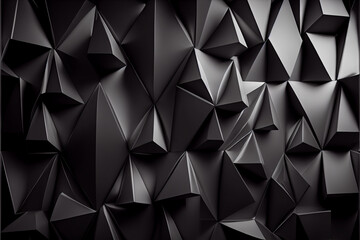 Abstract black polygonal triangle surface background, low poly 3D illustration, dark polygon pattern