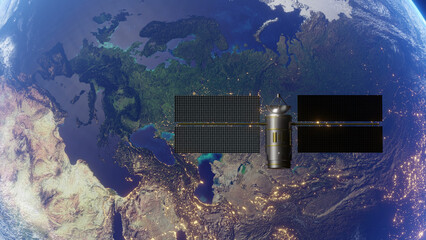 Erath and Satellite Space Background 3d render