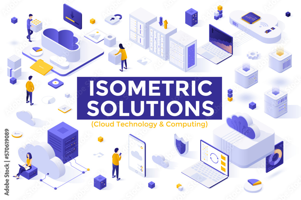 Poster collection of isometric vector elements