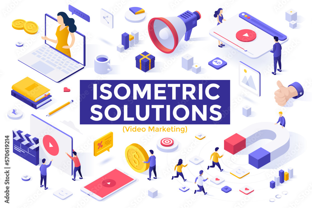 Poster collection of isometric vector elements