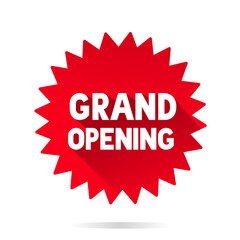 Grand opening sticker template, banner, poster design vector icon. Store opening. New business concept.