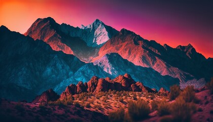 Sunset over the mountains, Generative AI