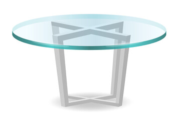 modern glass round dining table isolated on white background 3D illustration