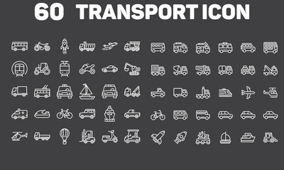 Simple Transport line icons collection. vector illustration