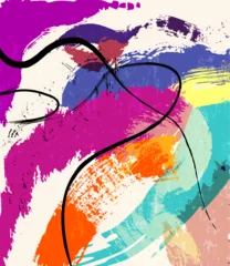Poster abstract colorful background, illustration with lines, waves, paint strokes and splashes © Kirsten Hinte
