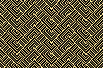 Abstract geometric pattern. A seamless vector background. Gold and black ornament. Graphic modern pattern. Simple lattice graphic design