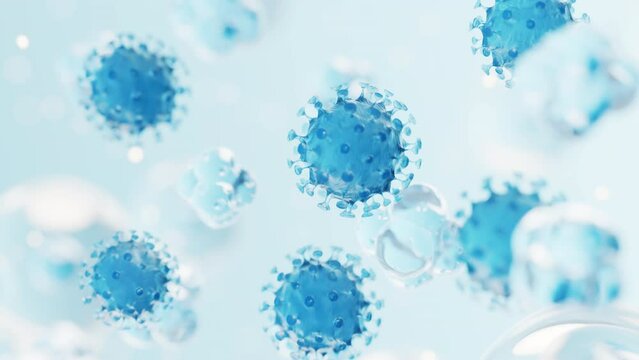 Transparent virus with microscopic background, 3d rendering.