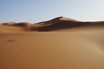 Fototapeta na wymiar Desolate Erg Chigaga dune in Sahara desert in southeastern MOROCCO