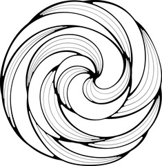Meringue spiral or whipped cream top side view. Decorative spiral. Vector illustration in hand drawn sketch doodle style. Line art twisted swirl elements isolated on white. Design for coloring book