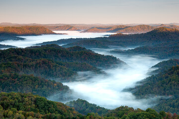 Fog and Sunrise Landscape