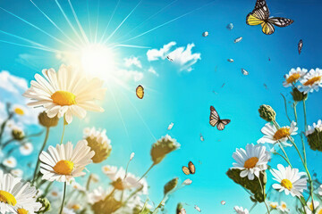 Fototapeta na wymiar Bright spring or summer image of a blooming field (Generative AI)