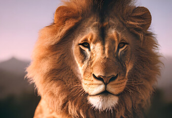 Lion king isolated , Portrait Wildlife animal , generative ai	
