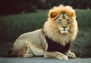 Obraz na płótnie Canvas Lion king isolated , Portrait Wildlife animal , generative ai 