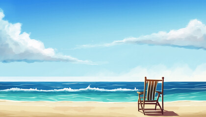 Landscape Sunny day, blue sky and beach, palms and sea vacation summer concept generated by AI