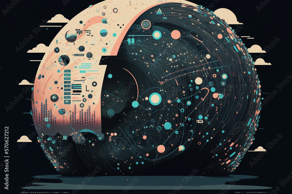 Poster digital data of futuristic and technology, internet and big data, generative ai