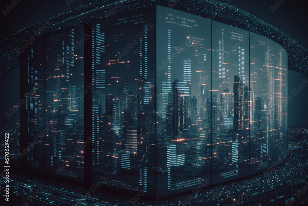 Aufkleber digital data of futuristic and technology, internet and big data, generative ai