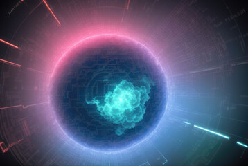 Fototapeta premium blue DATA planet in space 