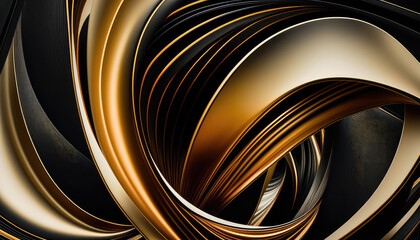 abstract background. intersection of gold and black metal lines. Generative AI