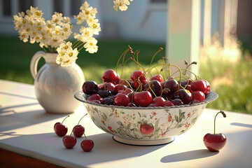 cherries in a bowl