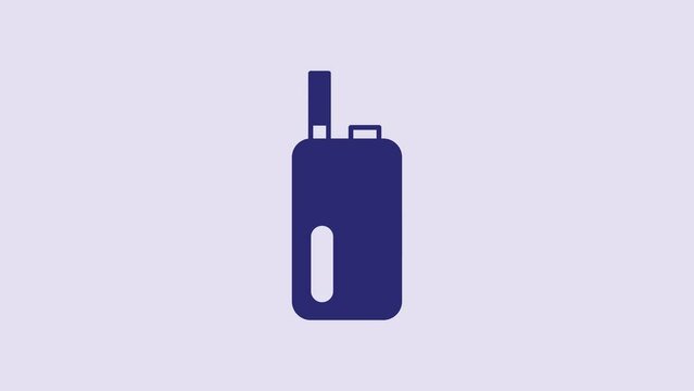 Blue Electronic cigarette icon isolated on purple background. Vape smoking tool. Vaporizer Device. 4K Video motion graphic animation