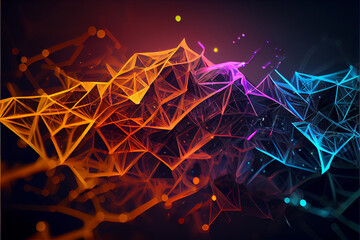 Abstract polygonal space low poly dark background with connecting dots and lines. Connection structure. Science background. Futuristic polygonal background. Triangular background. Wallpaper.High