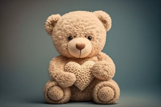 Adorable Valentine's Teddy Bear holding Valentine's Heart