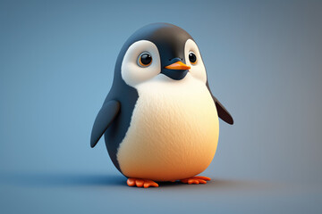 Cute 3D penguin model — Generative AI - obrazy, fototapety, plakaty